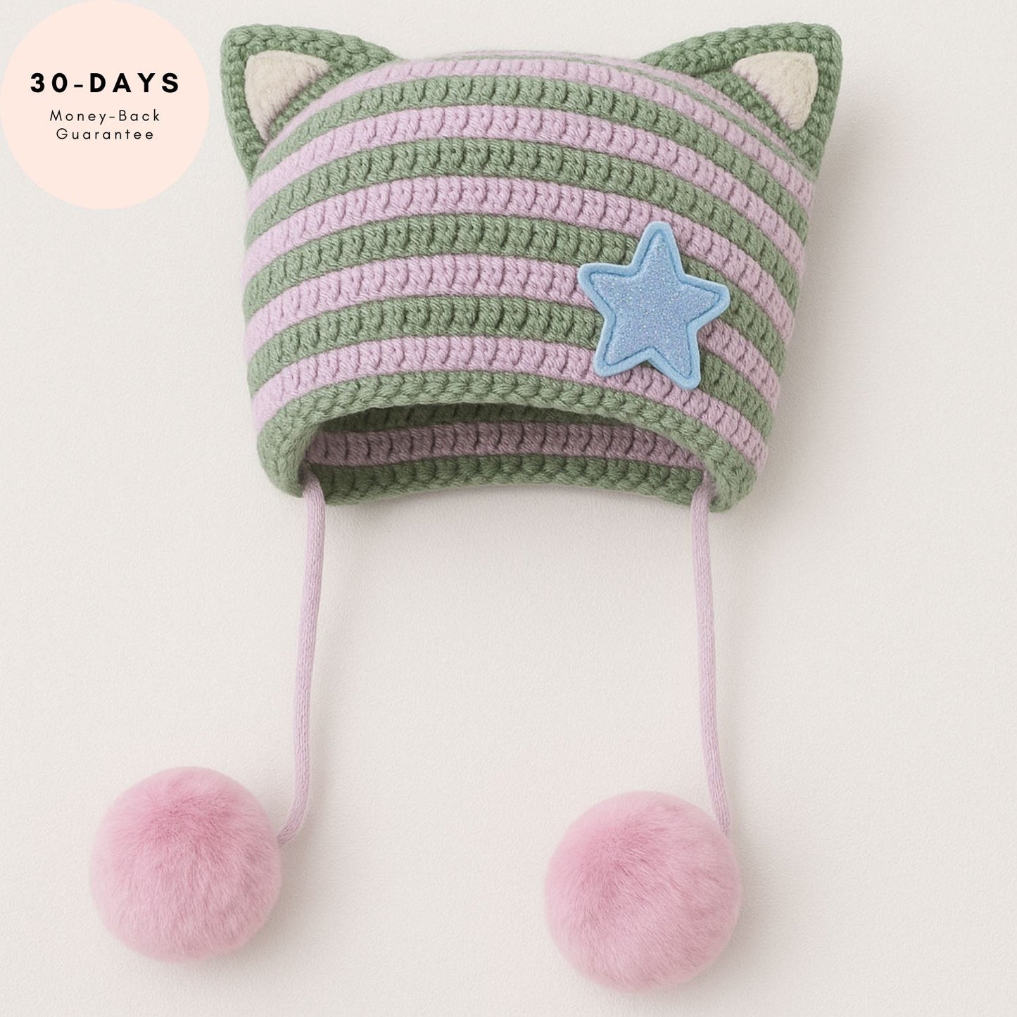 CozyKit Beanie – Warmth & Confidence for Her (Cherry Charcoal Stripe)