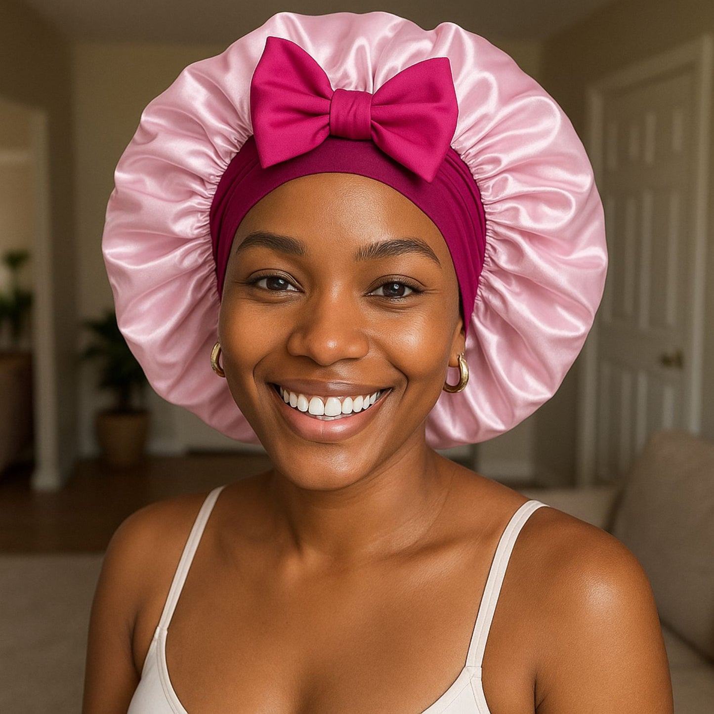 Luxury Double-Layered Bonnet – Silky Night Protection for Hair